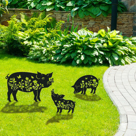 Rngmsi easy-install pig stake inserts into soil for quick outdoor decoration