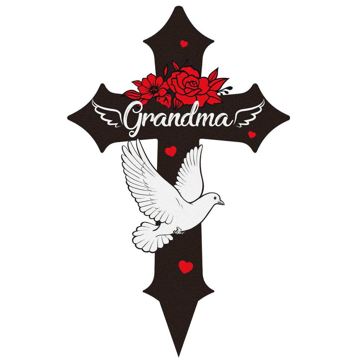 Rngmsi grandma cross grave marker outdoors with a rust-resistant post for secure installation.