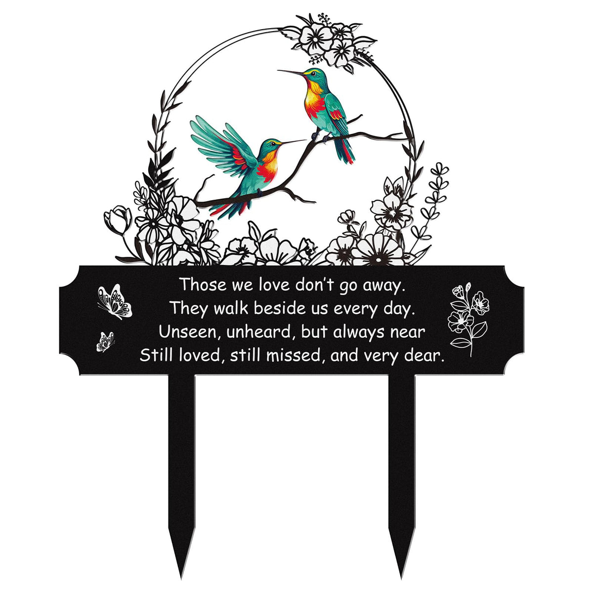 Rngmsi hummingbird plaque with ground stake for outdoor memorials