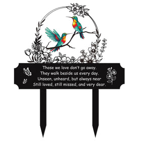 Rngmsi hummingbird plaque with ground stake for outdoor memorials