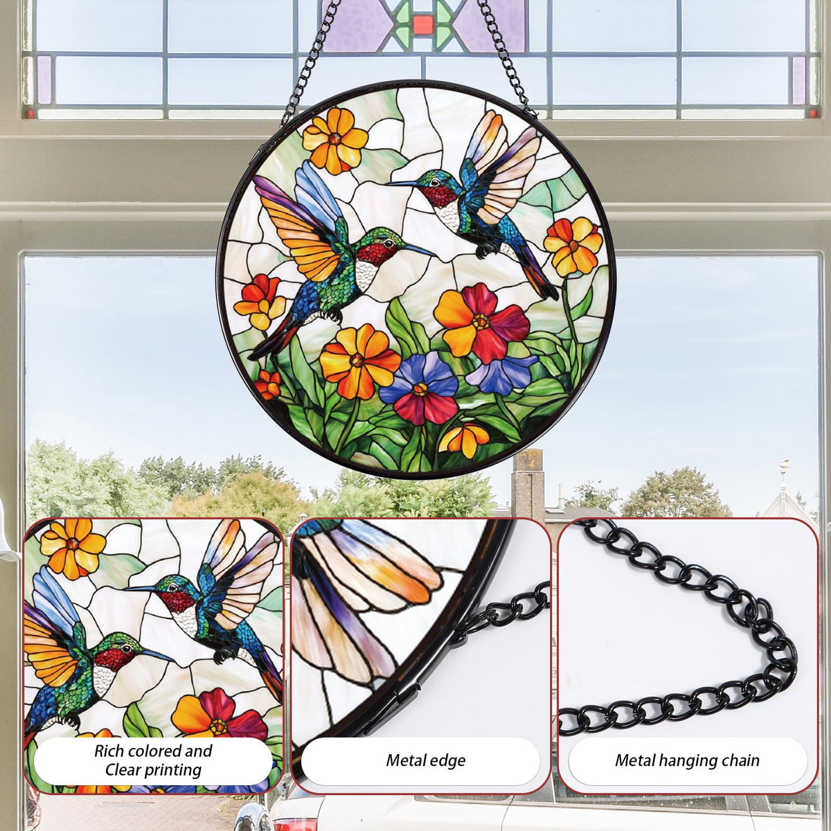 Rngmsi indoor window decor hummingbird creates a cheerful focal point.