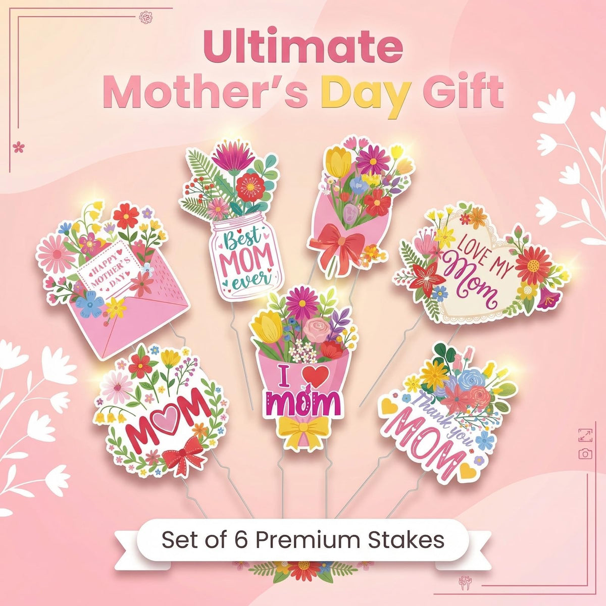 Rngmsi envelope bouquets themed stake complements planter displays