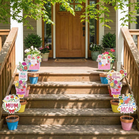 Rngmsi floral heart pattern stake adds soft pink garden accents