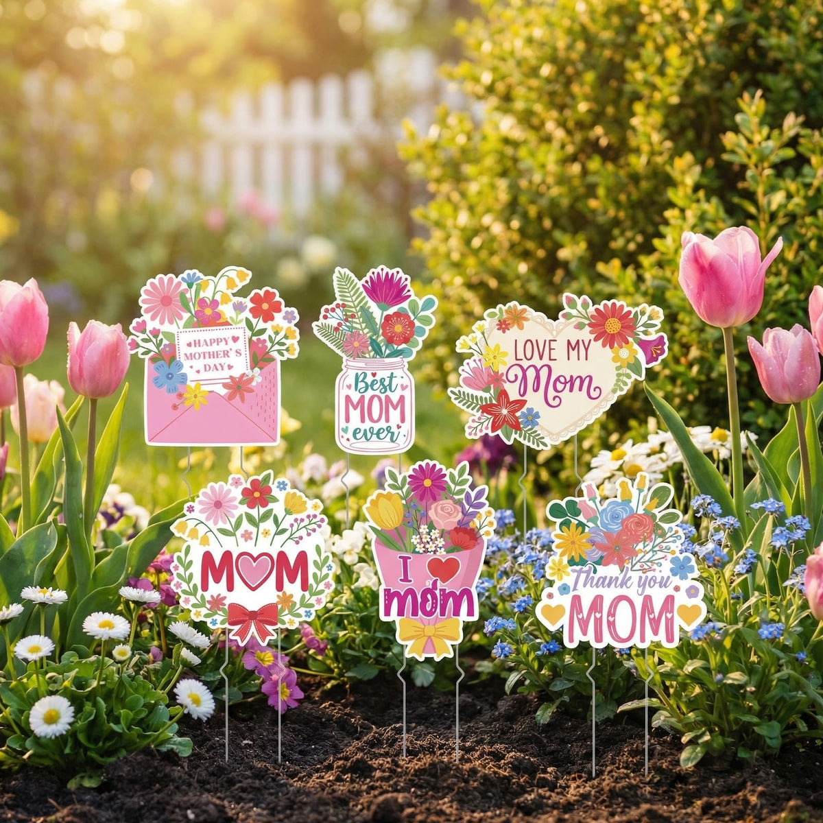 Rngmsi floral heart pattern stake enhances borders with cheerful color