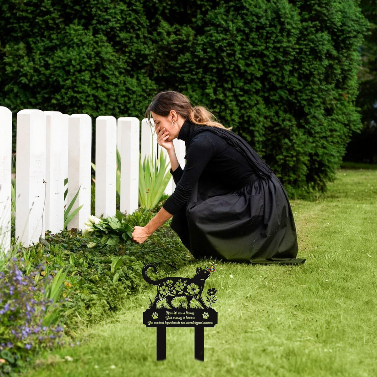 Rngmsi outdoor pet marker blends with yard decor while honoring a beloved cat.