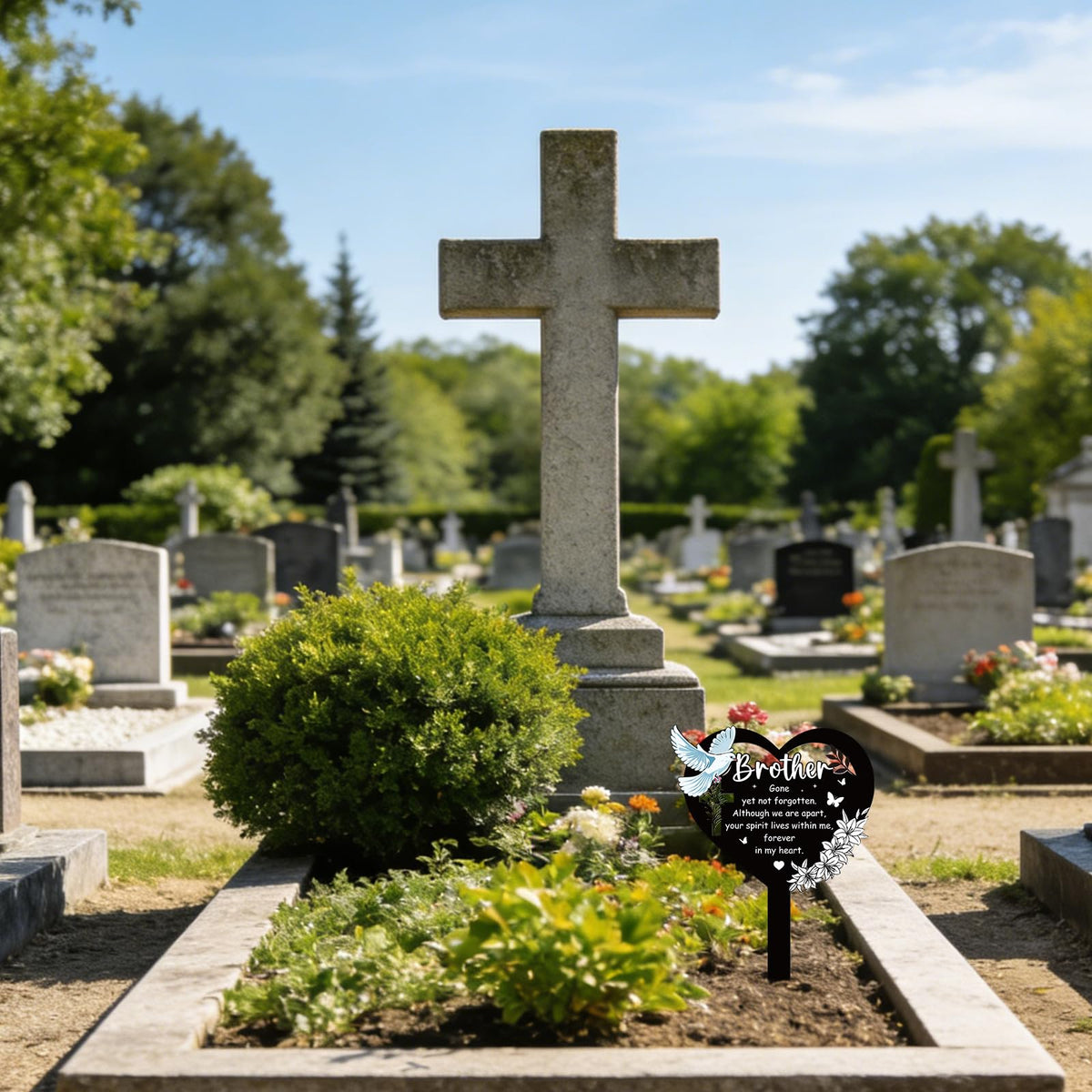 Rngmsi outdoor tribute decor enhances garden spaces with gentle symbolism.
