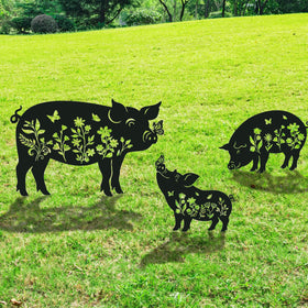Rngmsi pig butterfly silhouette stake adds playful charm to your garden
