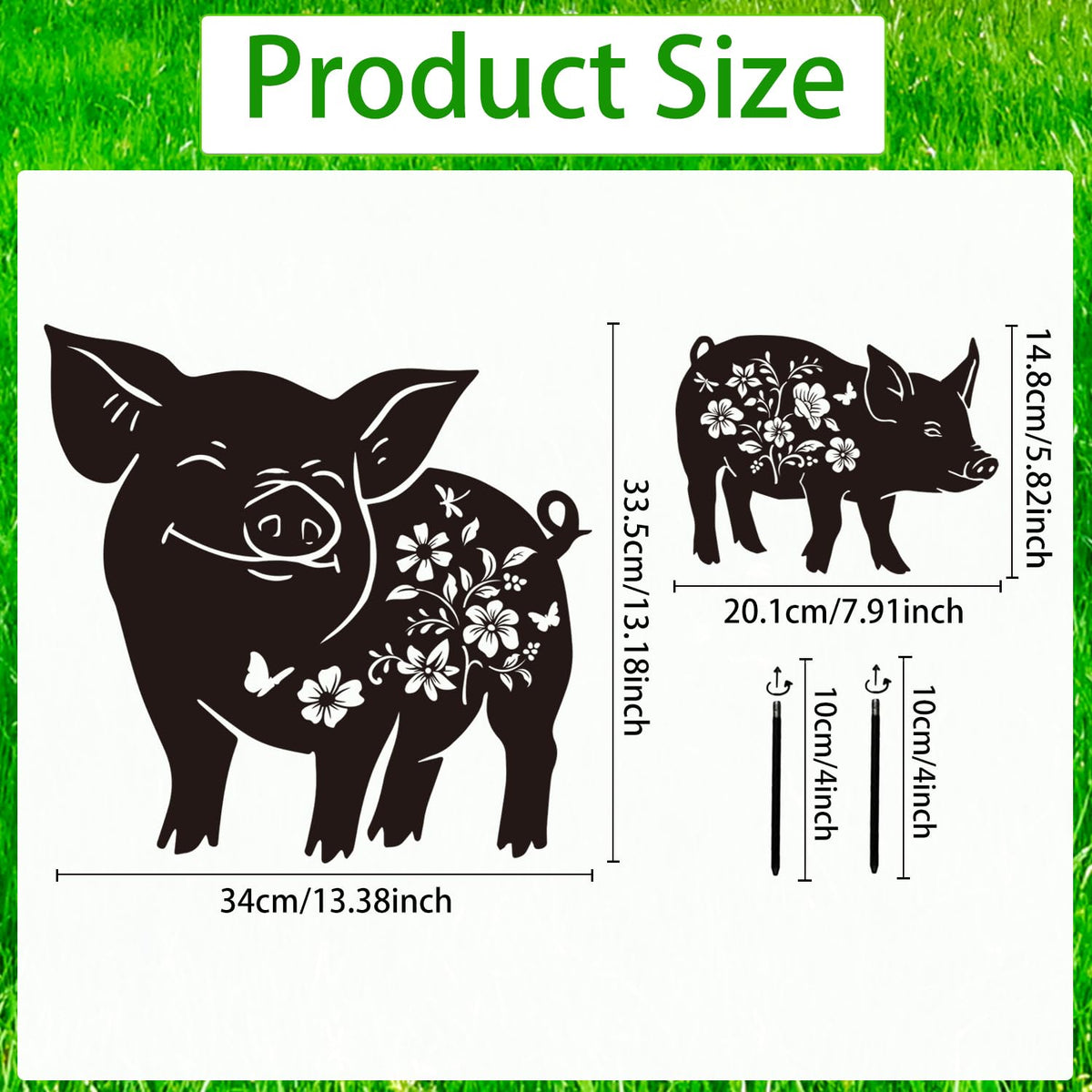 Rngmsi pig metal garden stake makes ground insertion quick for instant lawn decoration.