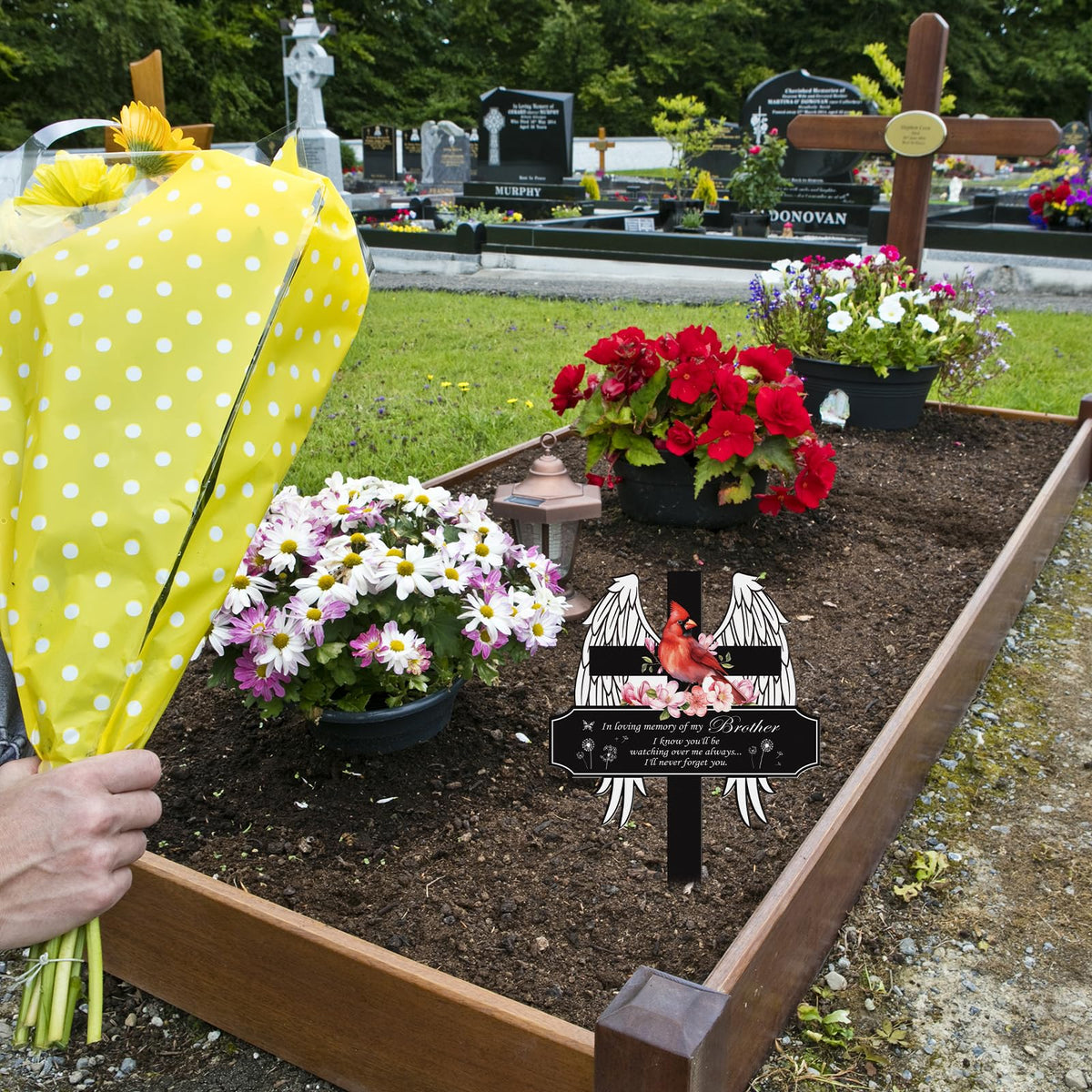 Rngmsi pink floral motif on wrought iron memorial for peaceful garden tribute