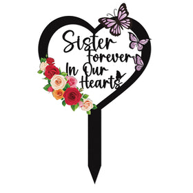 Rngmsi sister heart grave marker with butterfly accent for memorial spaces