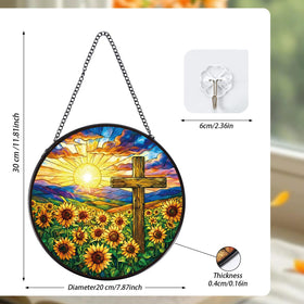 Rngmsi suncatcher cross sunrise design brightens walls with colorful refractions on windows