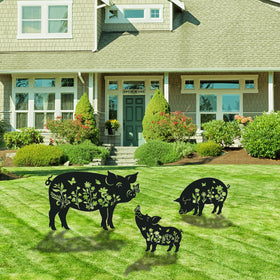 Rngmsi yard art pig stake creates inviting patio ambiance