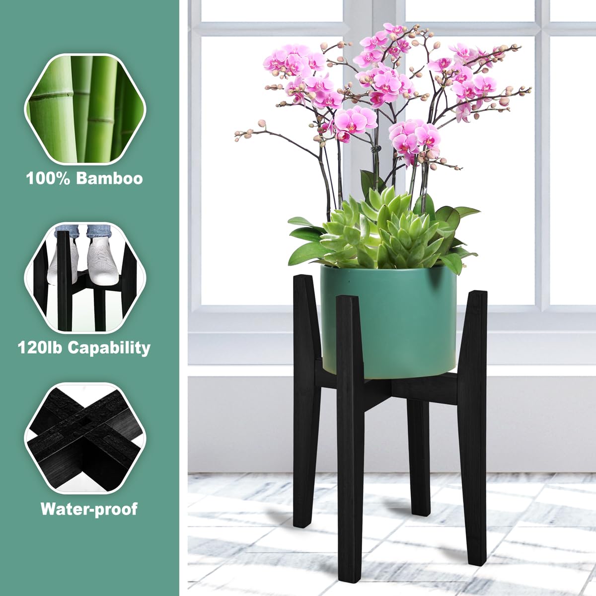 Rnined plant stand supporting up to 120 lb for sturdy display