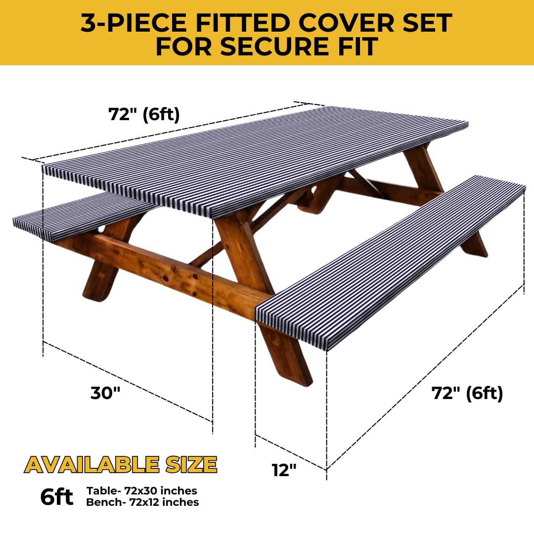 RNOONY bench covers snugly fit 12-inch benches for tidy outdoor setups.