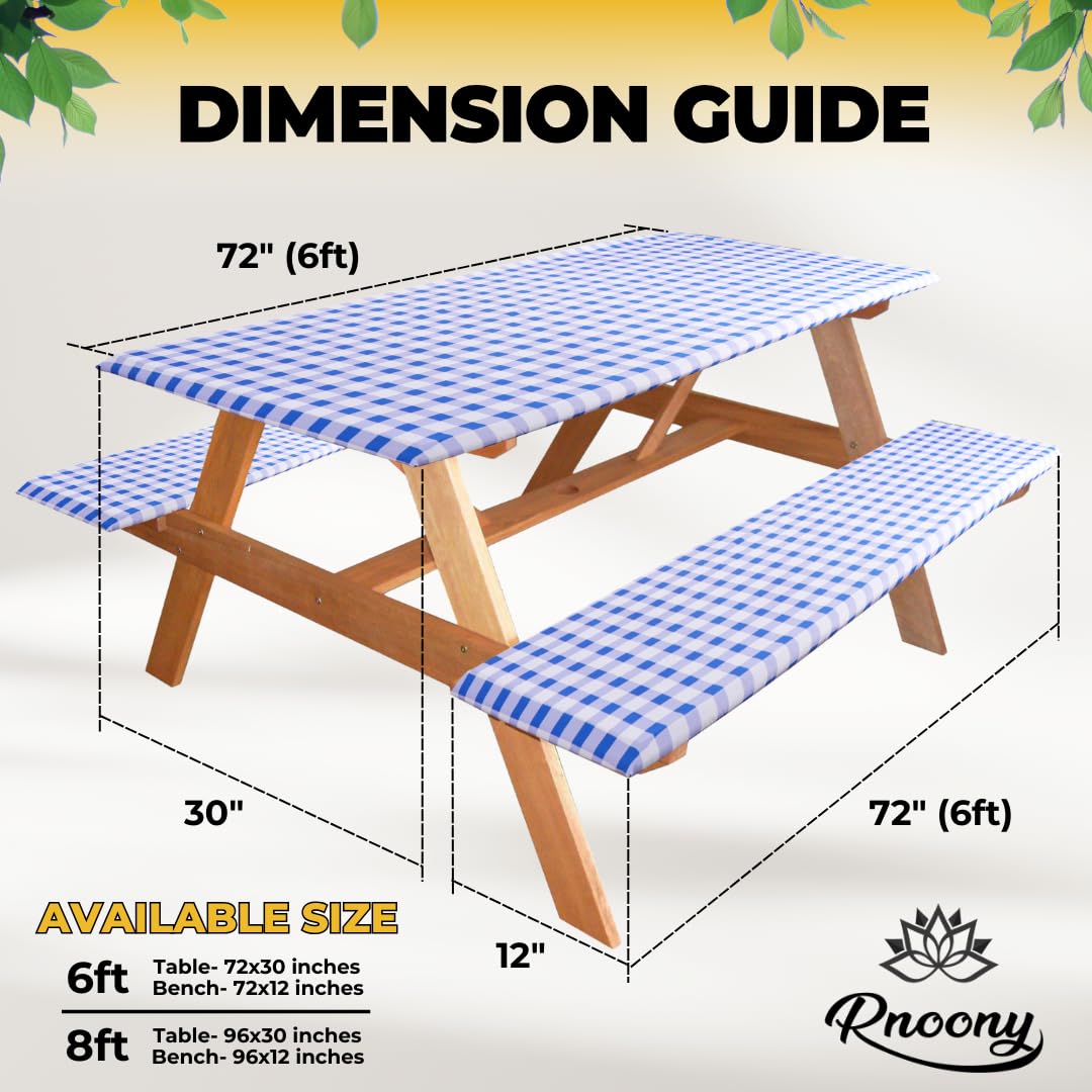 RNOONY bench covers 2pcs blue protect seats during picnics.