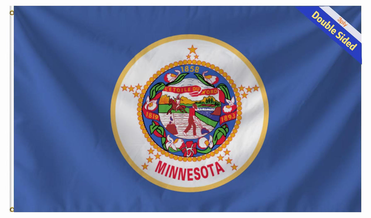 RNRFETU heavy-duty Minnesota flag 2x3 front view for durable outdoor display.