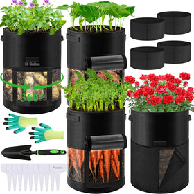ROADPLUM 4Pack 10-Gallon Grow Bags with 360 Window for easy root monitoring.