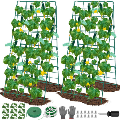 ROADPLUM cucumber trellis 2-pack ready for compact vertical gardening in raised beds.