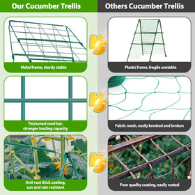 ROADPLUM cucumber trellis steel-frame highlights durability and weather resistance.