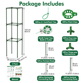 Roadplum plastic-coated steel tomato cages resist rust and weather for long-lasting garden support.