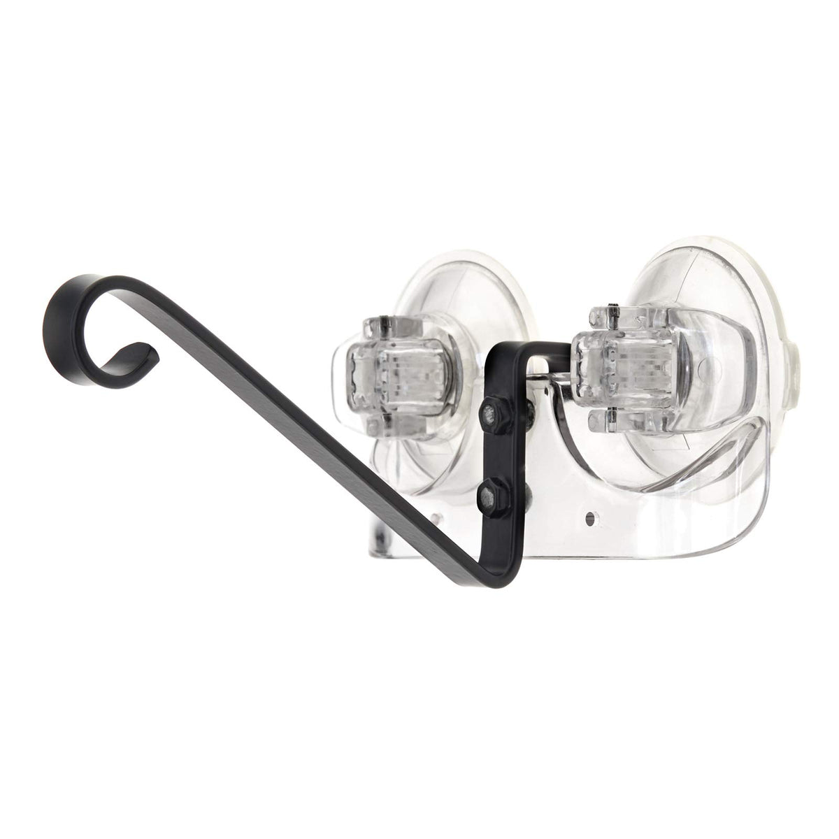 Roamwild window-mounted bird feeder bracket front view with dual suction cups