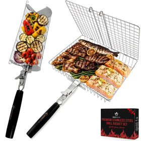 Roastwurks large rectangular basket fits multiple steaks or fillets for family meals.