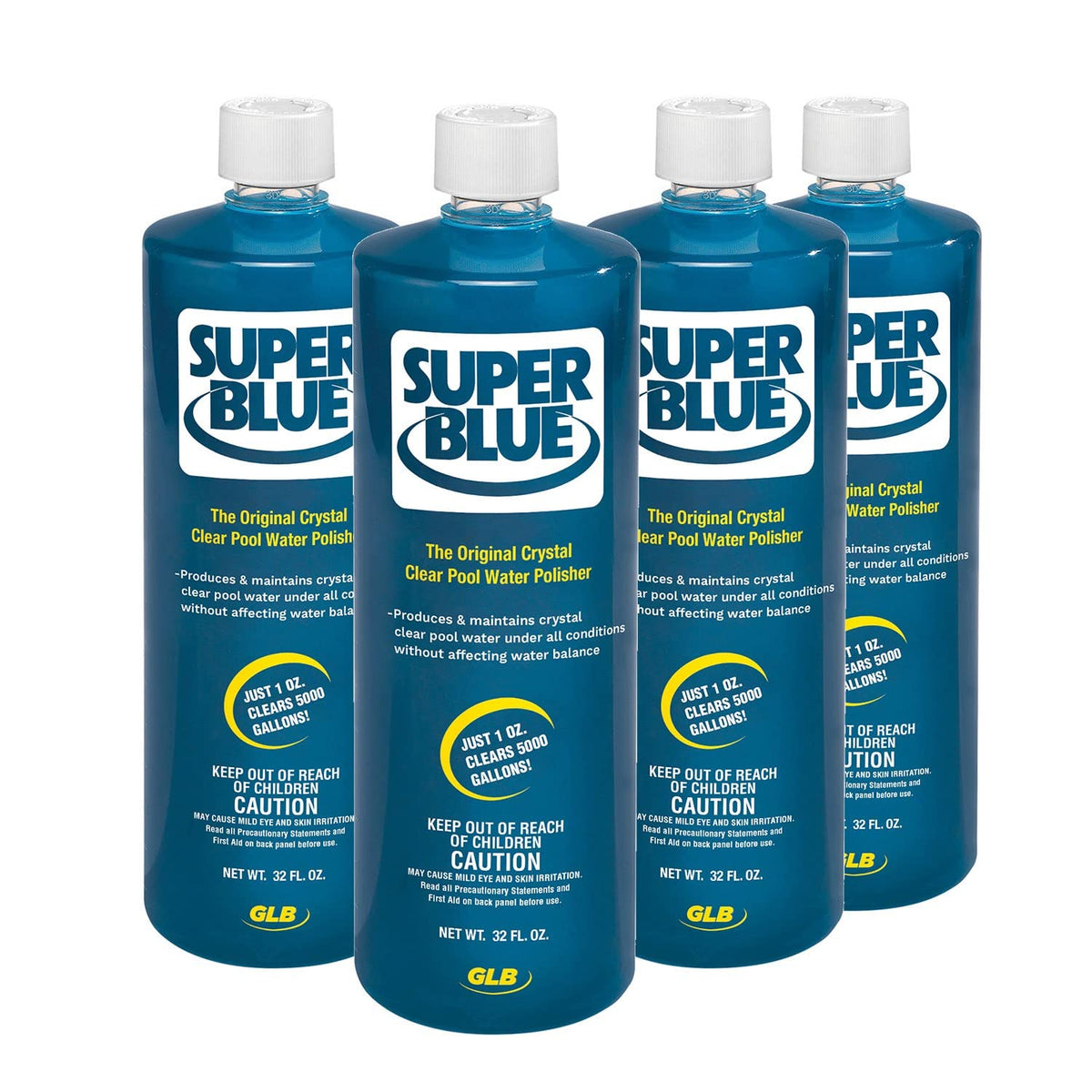 Robarb GLB Super Blue Pool Clarifier bottle restores crystal-clear water.