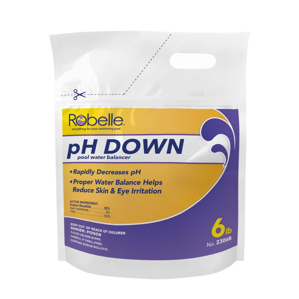 Robelle pH Down dissolving in a pool pail for precise pH adjustment.