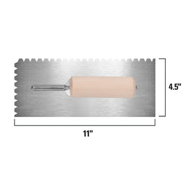 ROBERTS-compatible adhesive-ready trowel supports 1/4-inch flat-top V-notch installations