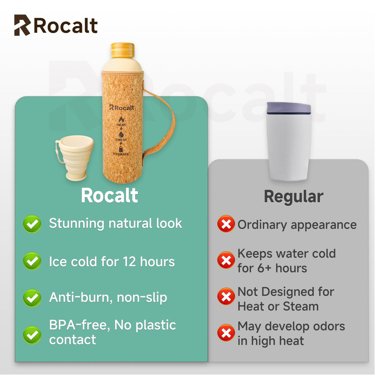 Rocalt sauna water bottle 34oz large capacity hydration on the go