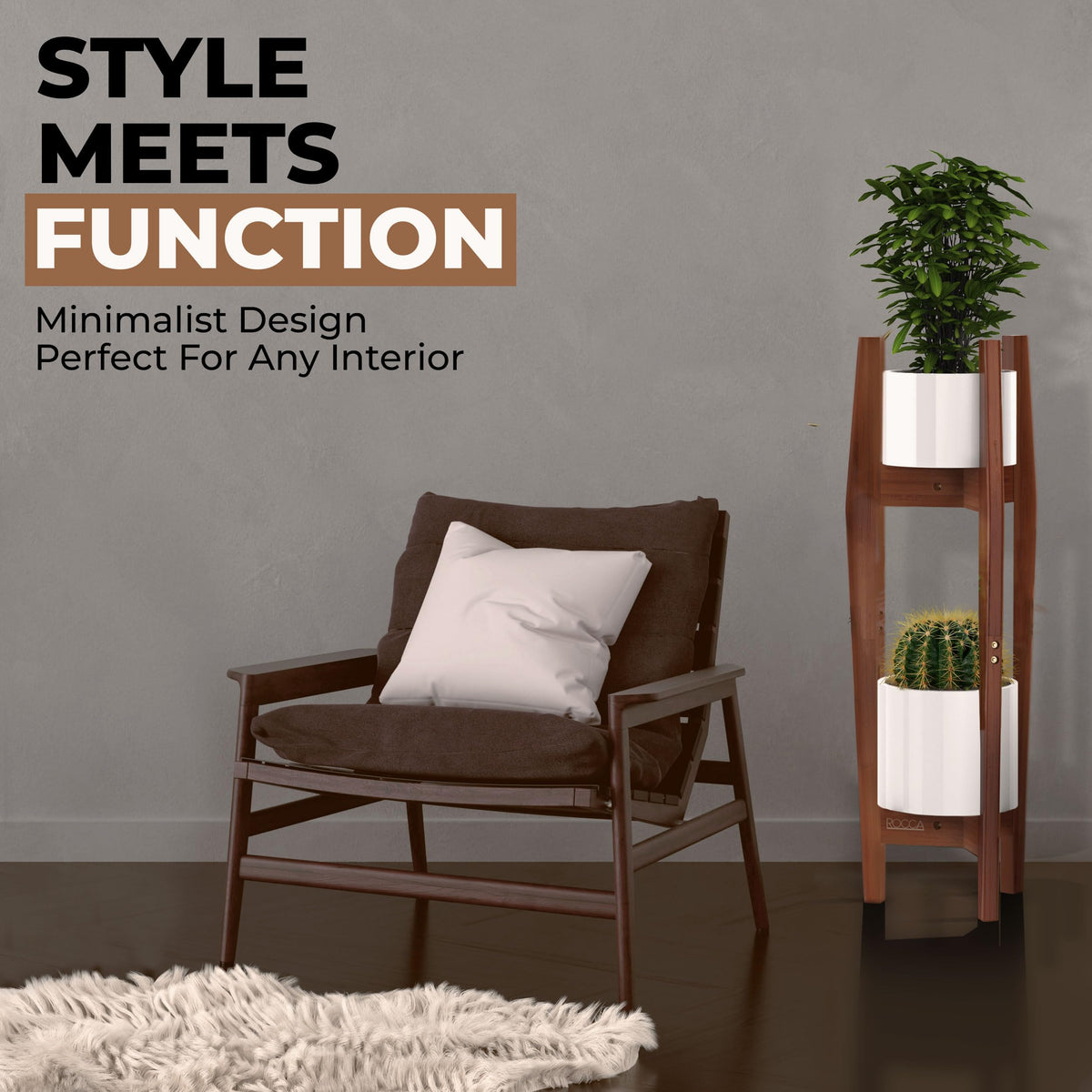 ROCCA easy-assembly plant stand with no tools required.