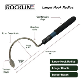 Rocklin Industry Cobra Hook provides leverage at tight row edges for precision.