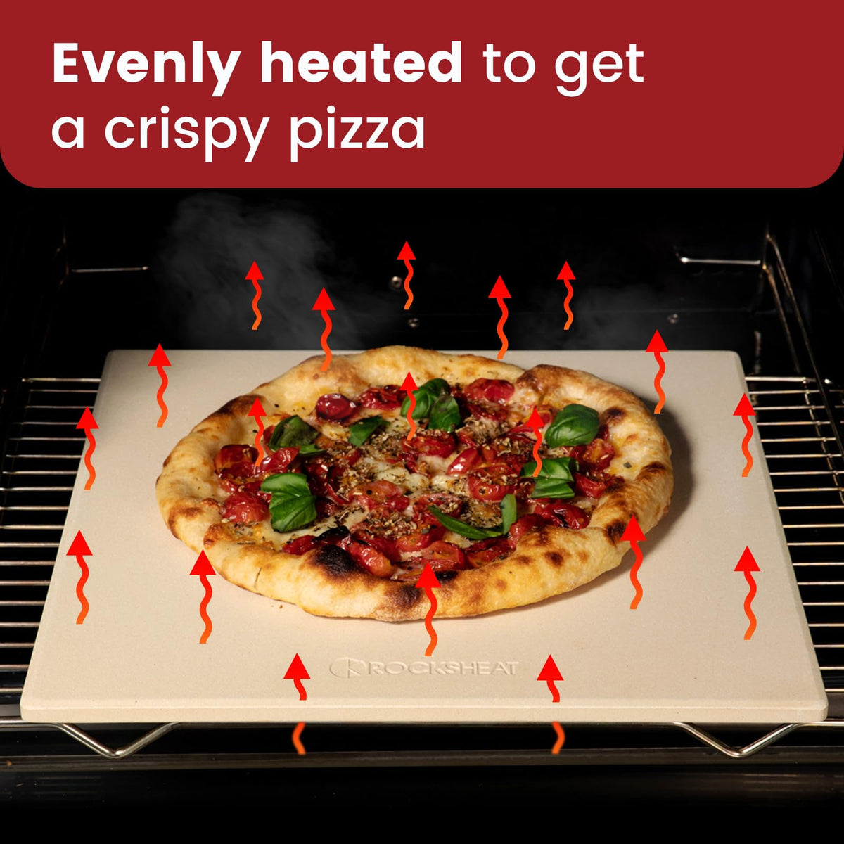 ROCKSHEAT stone withstands up to 1400°F for durable baking performance.