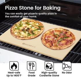 ROCKSHEAT pizza stone with bread dough browning evenly