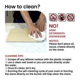 ROCKSHEAT pizza stone care tip: no soap or seasoning required