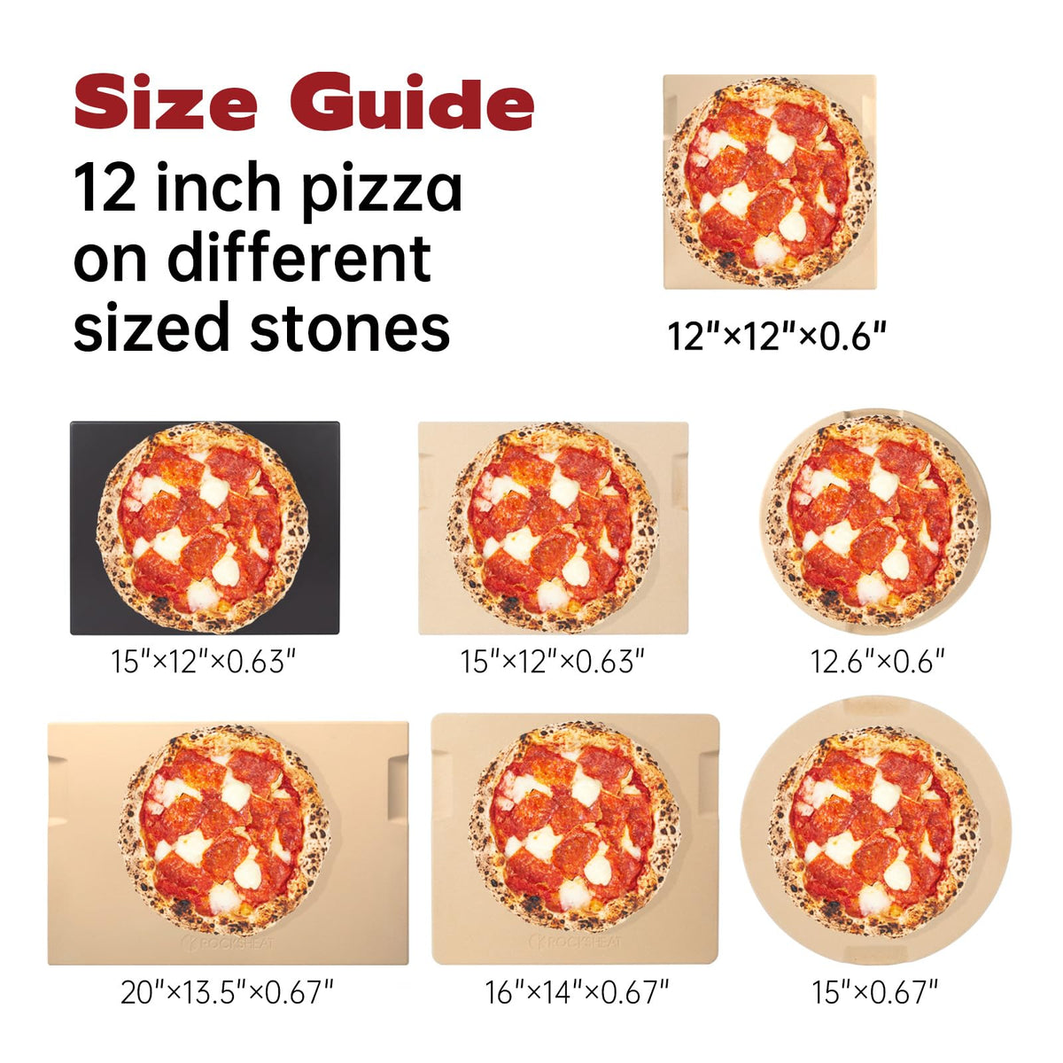 ROCKSHEAT pizza stone in oven use shows even browning and versatile cooking.