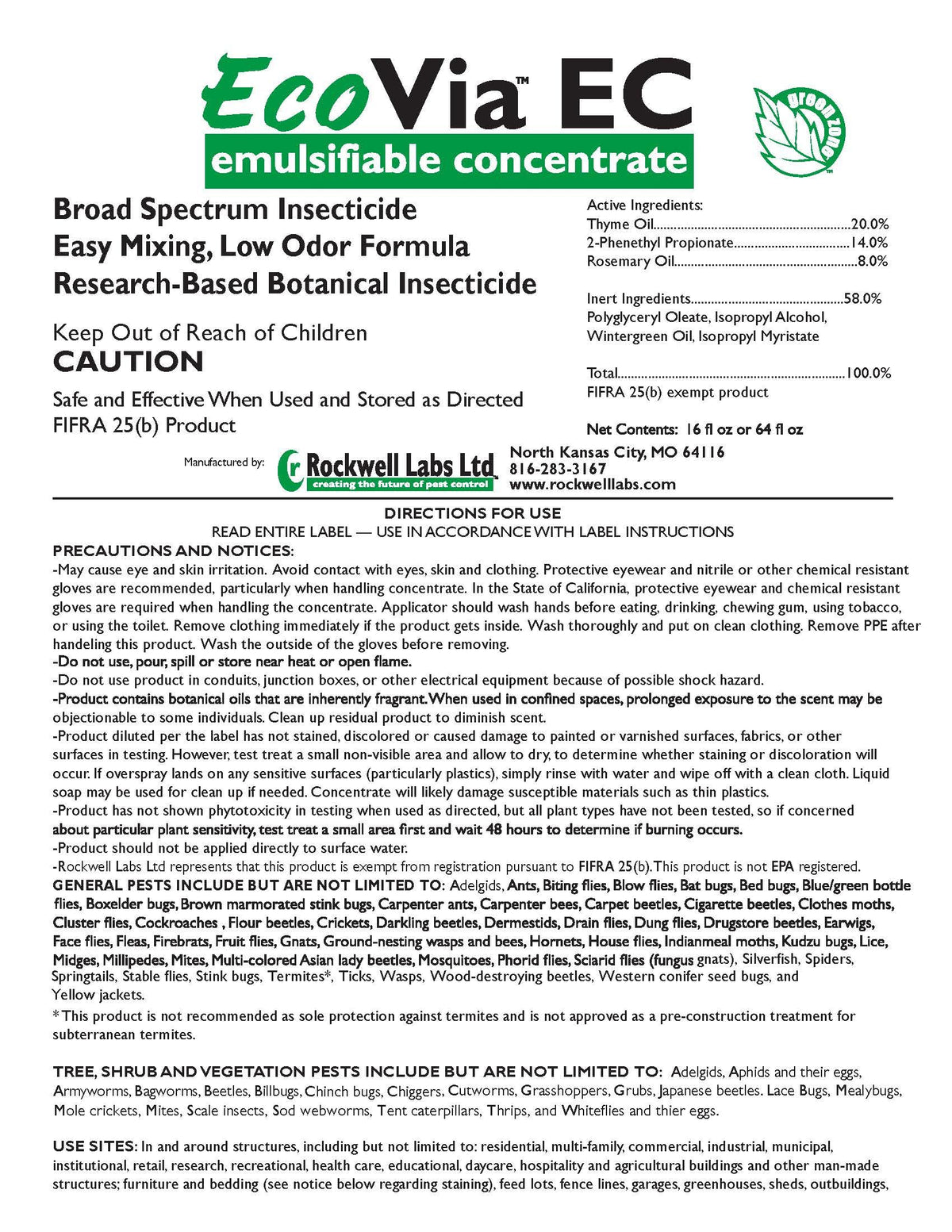 Closeup of EcoVia EC label showing EPA Exempt 25(b) status for compliant use.