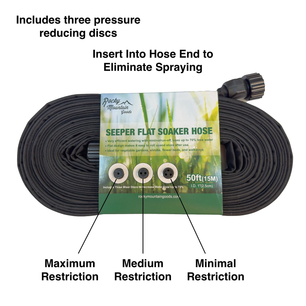 Rocky Mountain Goods weeper hose installation close-up showing root watering delivery.