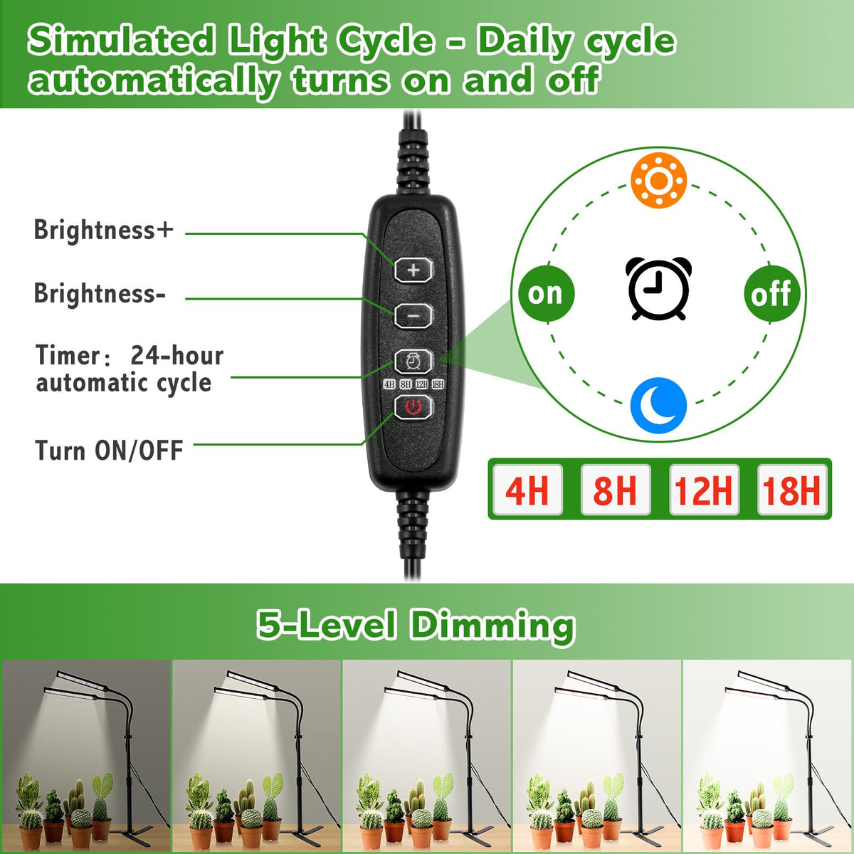 RODINTO gooseneck and height adjustability target sprouts and mature plants precisely.