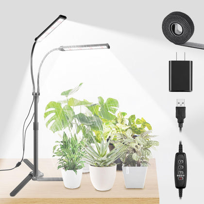 RODINTO grow light with full-spectrum dual-head illuminates indoor plants for robust growth.