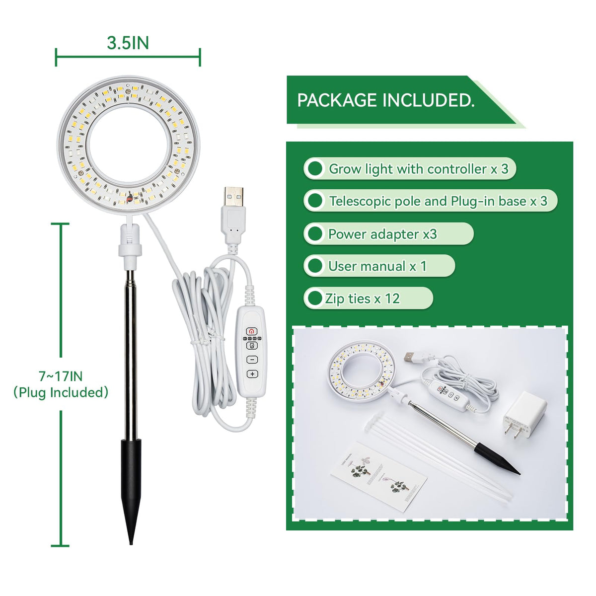 RODINTO pack of three plant lights for multi-plant setups