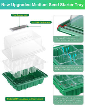 RODINTO upgraded 24 full spectrum LEDs illuminate indoor seedling growth