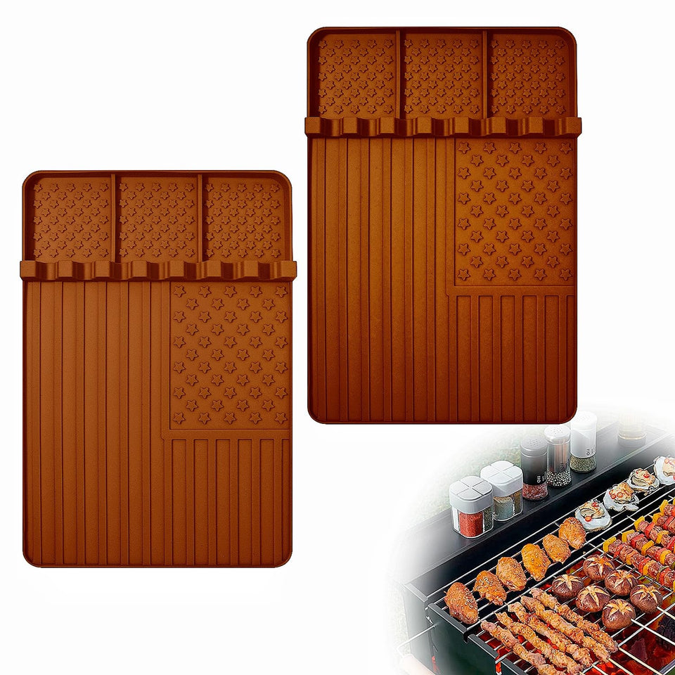 Rodnsurw silicone grill mat in 15.5 x 10.5 inches keeps tools organized on Blackstone