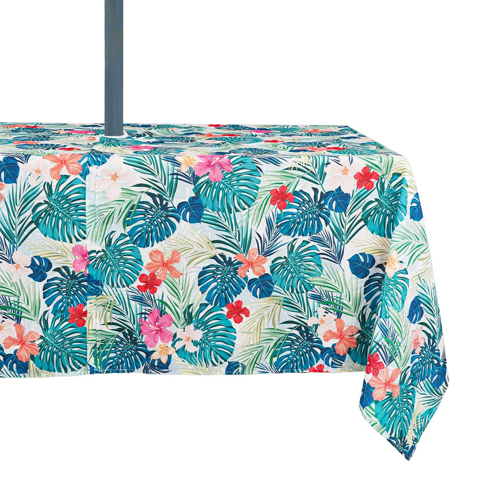 Rodvnyh umbrella-hole tablecloth with centered opening for quick setup