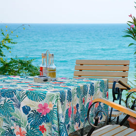 Rodvnyh tablecloth zipper system enabling effortless umbrella installation