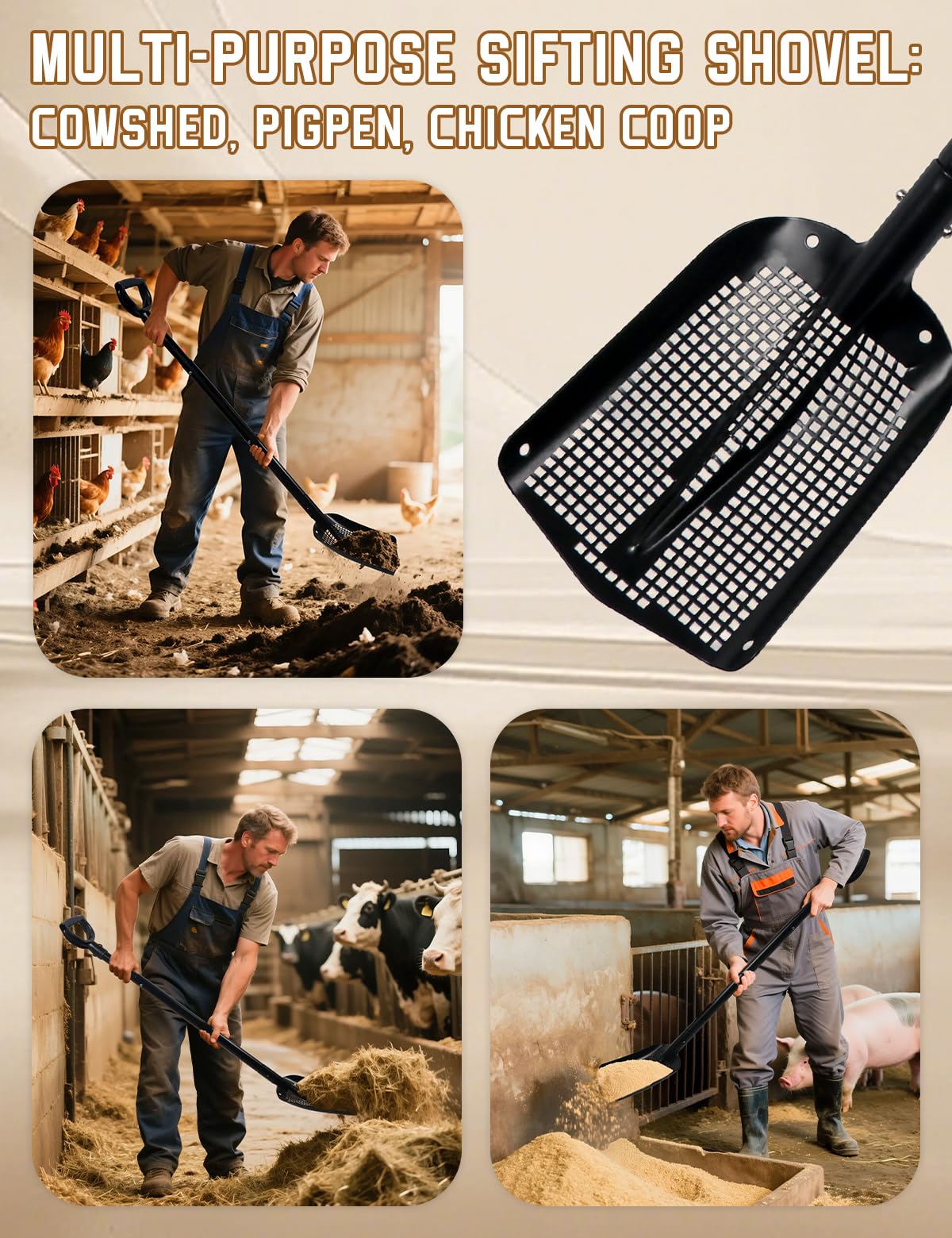Roetelo square hole shovel head allows quick filtration of sand.