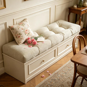 ROFIELTY bench cushion on bay window setup for relaxing views.
