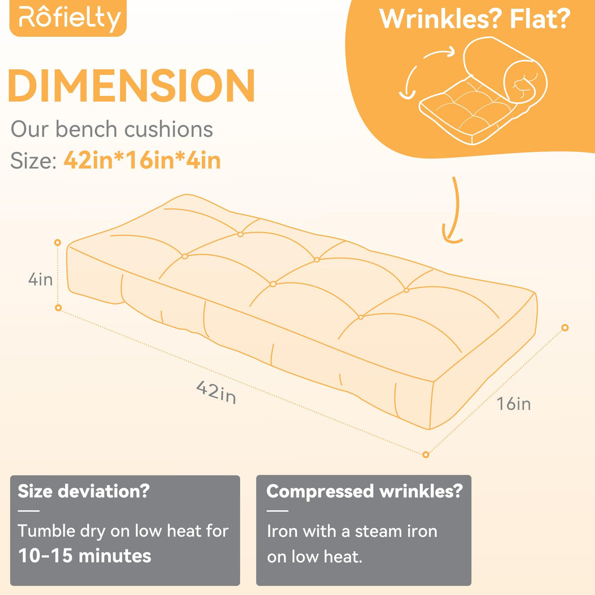 ROFIELTY tufting detail highlights durable construction on the cushion.
