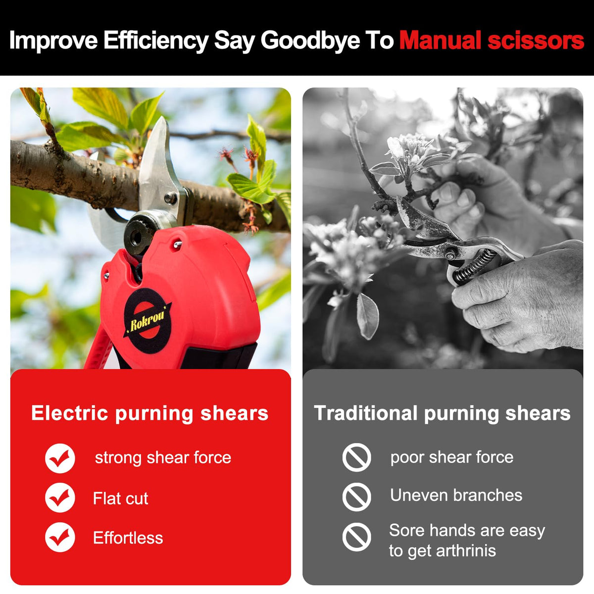 Rokrou lightweight under 2 lbs reduces fatigue during pruning