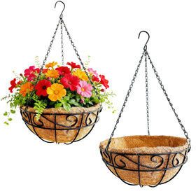 Rolanrosa hanging basket with metal frame for durable outdoor use.